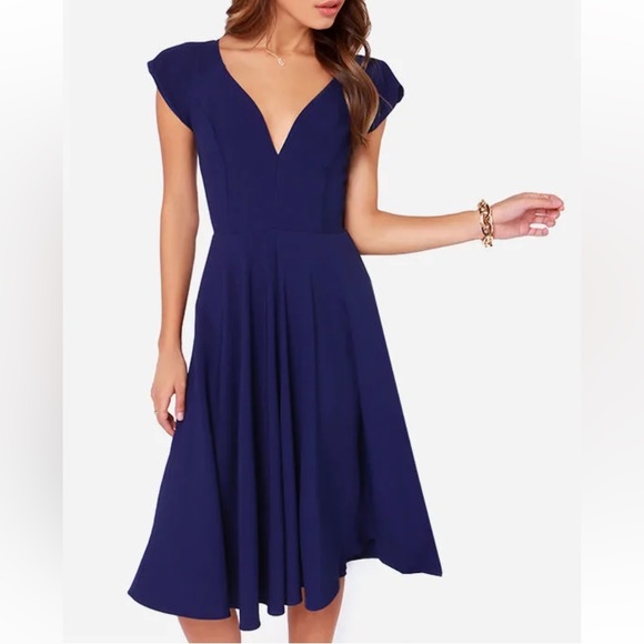 NEW LULUS Exclusive Skirts So Good Royal Blue Midi Dress SIZE: XL - Picture 3 of 12